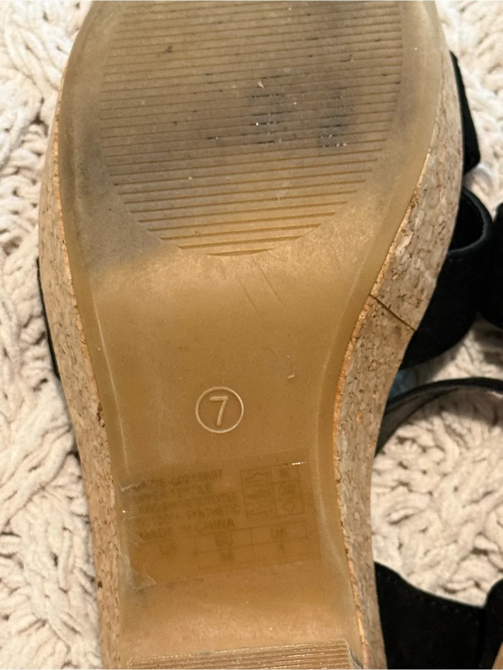 Evans Black Cork Platform Sandals with Ankle Strap Size 7